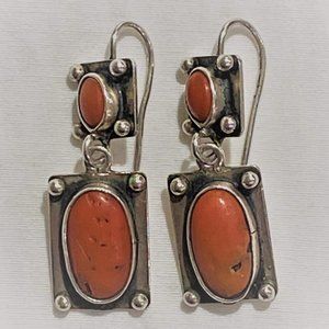 Sterling Silver with Coral Earrings